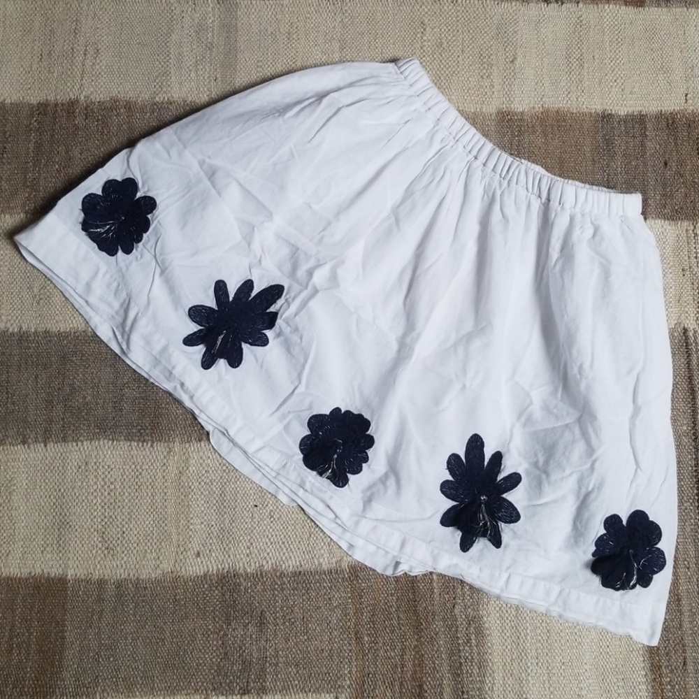 Crewcuts flutter skirt, tassled blue flowers, 8